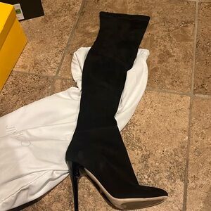 Over the knee, Jimmy Choo, black suede boots, size 14 1/2 worn once